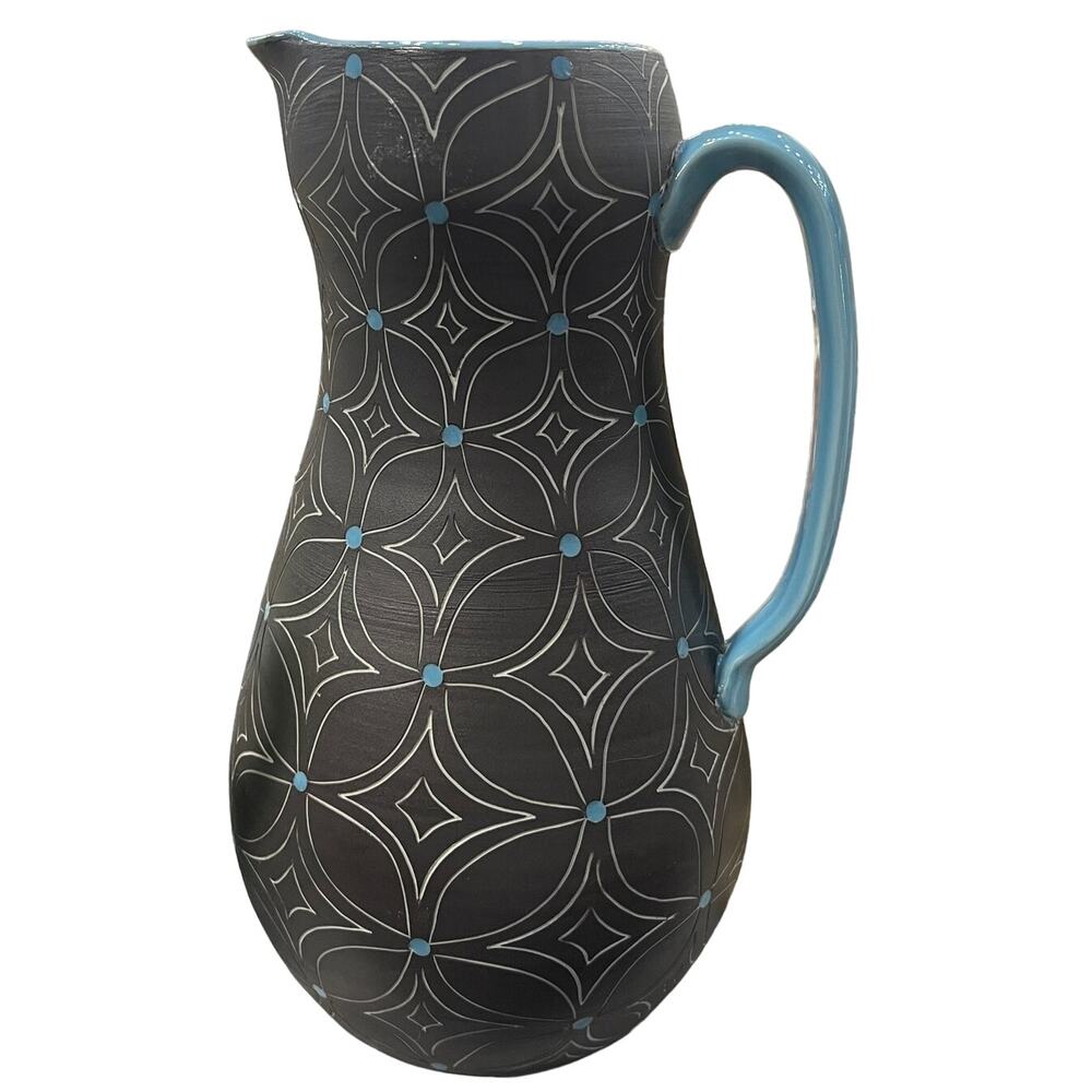 Matt Conlon MCM Pitcher Handmade Charcoal and Turquoise